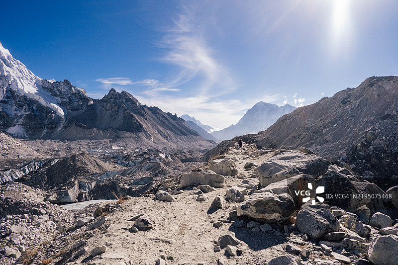 通往珠穆朗玛峰大本营的徒步小径图片素材