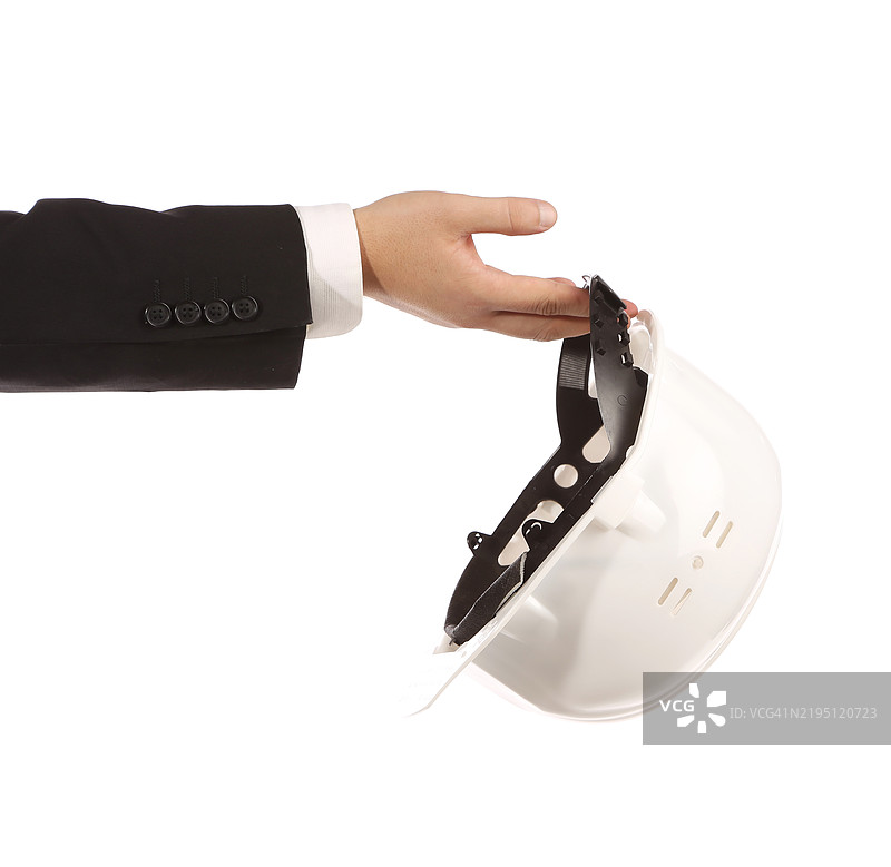 手握着建筑用白色安全帽图片素材