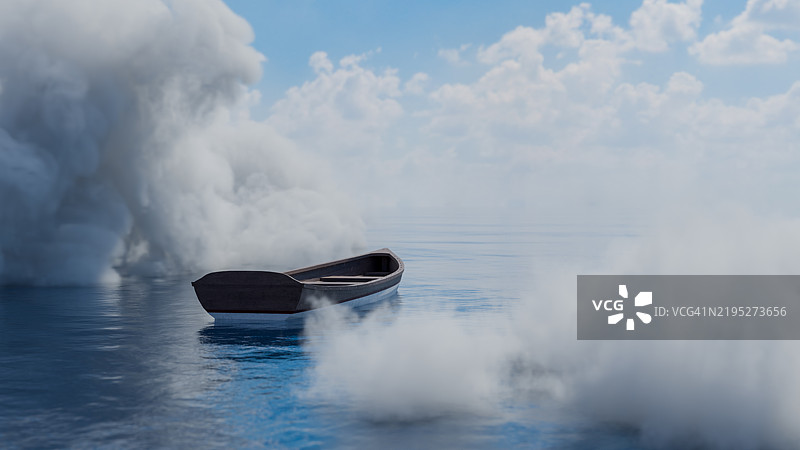 神秘云海中的木船图片素材
