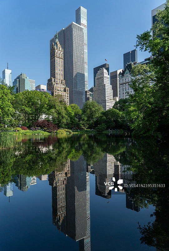 纽约中央公园的倒影图片素材