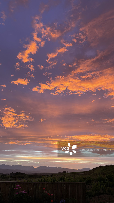 南非西开普省罗伯逊日落时分的壮丽天空景色图片素材
