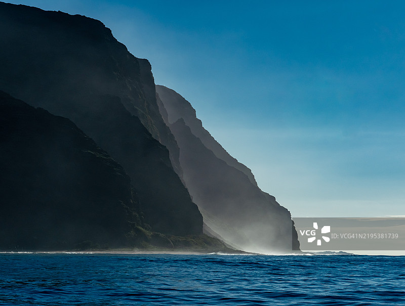 夏威夷，美国，清澈天空下的海景图片素材