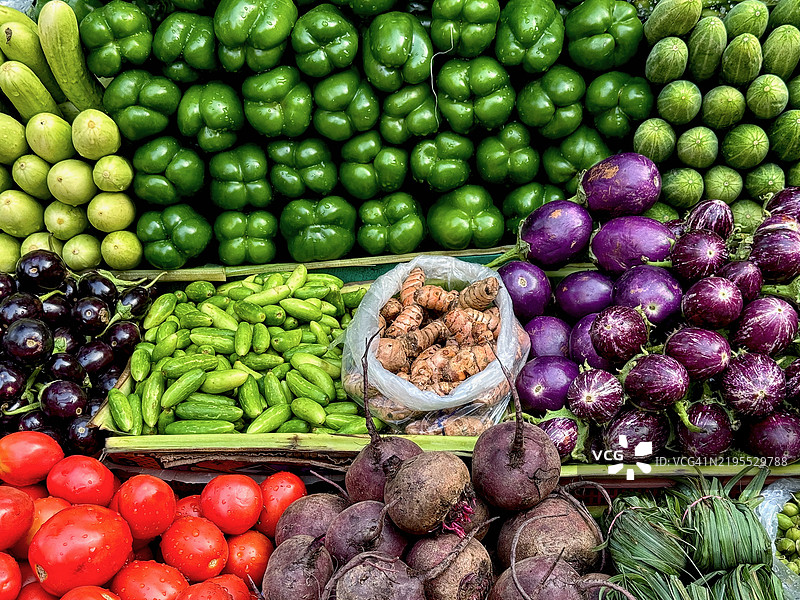市场上出售的蔬菜俯视图图片素材