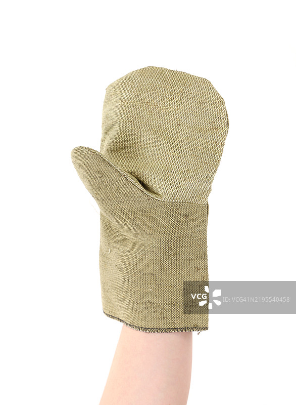 白色背景下戴手套的手特写图片素材