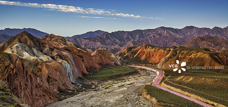 山脉与天空的全景视图图片素材