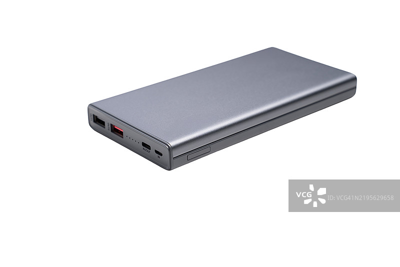 一个带有红白标志的银色电池包图片素材