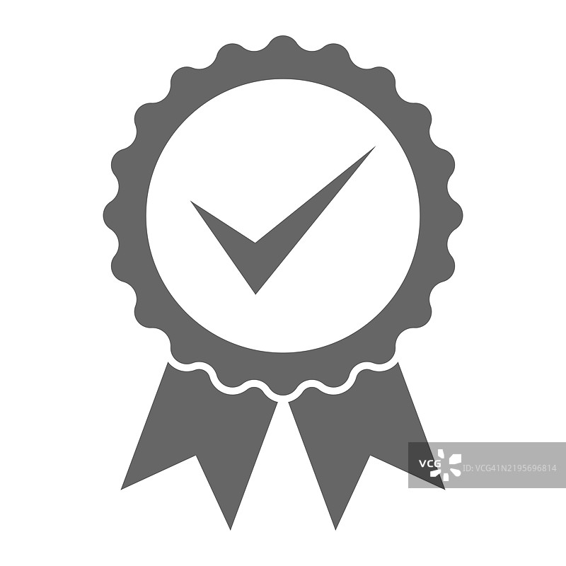 认证奖牌图标，批准的扁平图标，独立于白色背景图片素材