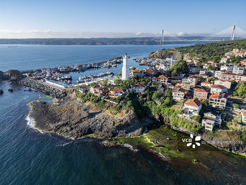 鲁梅利堡（Rumelihisari，博阿兹凯森城堡），位于博斯普鲁斯海峡的欧洲一侧。萨里耶尔的加里普切村。图片素材