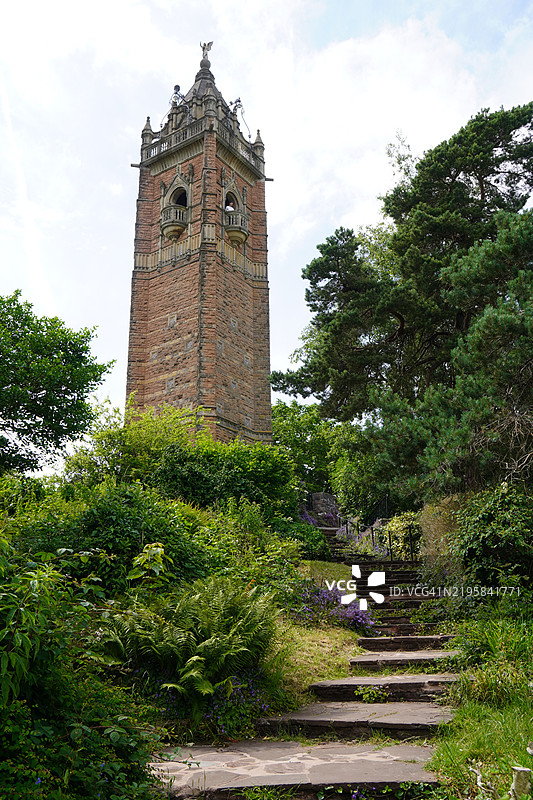 布里斯托尔的历史悠久的卡博特塔和台阶图片素材