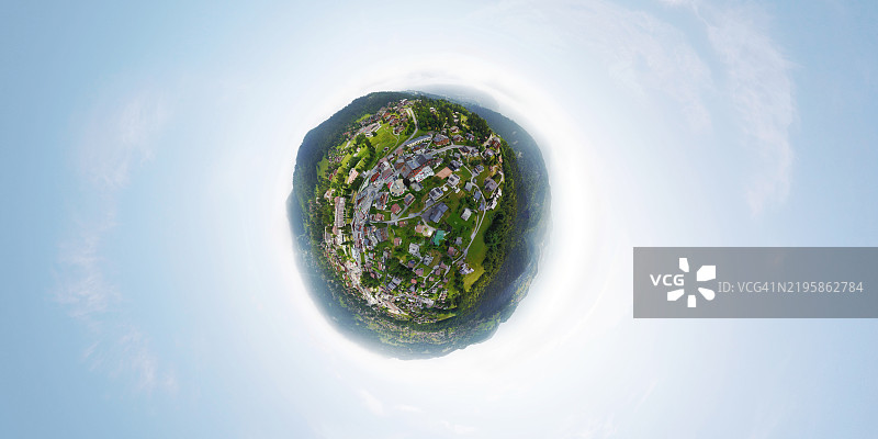 瑞士莱罗什的360°鸟瞰图图片素材