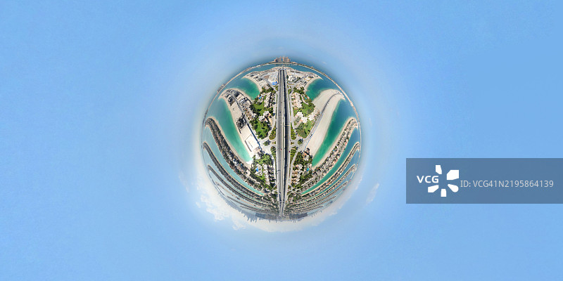 迪拜棕榈岛的360度全景图片素材