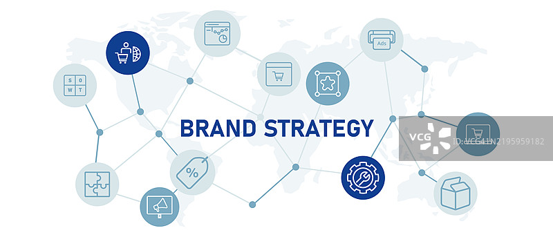 品牌战略图标集，品牌推广，产品开发，广告，商业，媒体，沟通，规划，广告，商业营销，设计轮廓集合图片素材