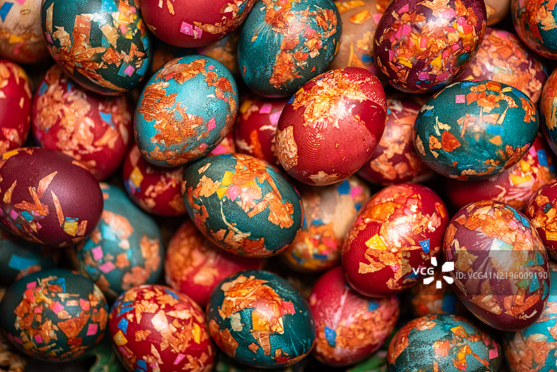 五彩缤纷的复活节彩蛋装饰庆祝活动图片素材