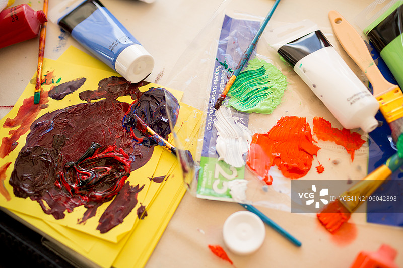 绘画用品的俯视图图片素材