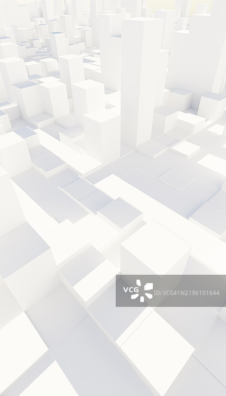由平行六面体构成的白色极简城市投射阴影图片素材