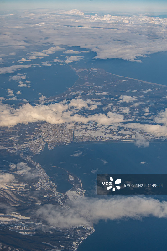 日本青森的六津市航拍视角图片素材