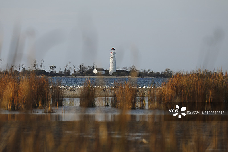 秋季的休伦湖灯塔图片素材