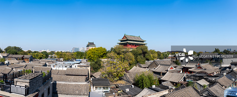 北京胡同区的鼓楼图片素材