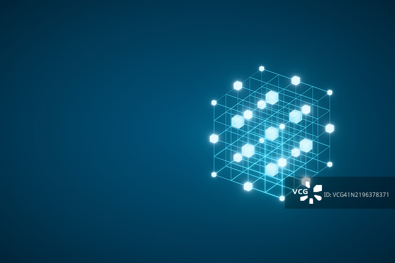 3D互联节点立方体图片素材