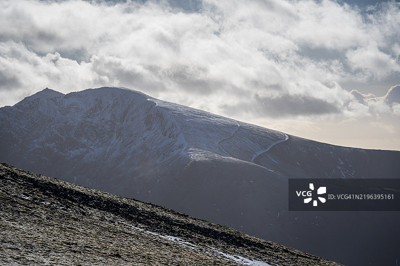 雪覆盖的斯诺登山图片素材