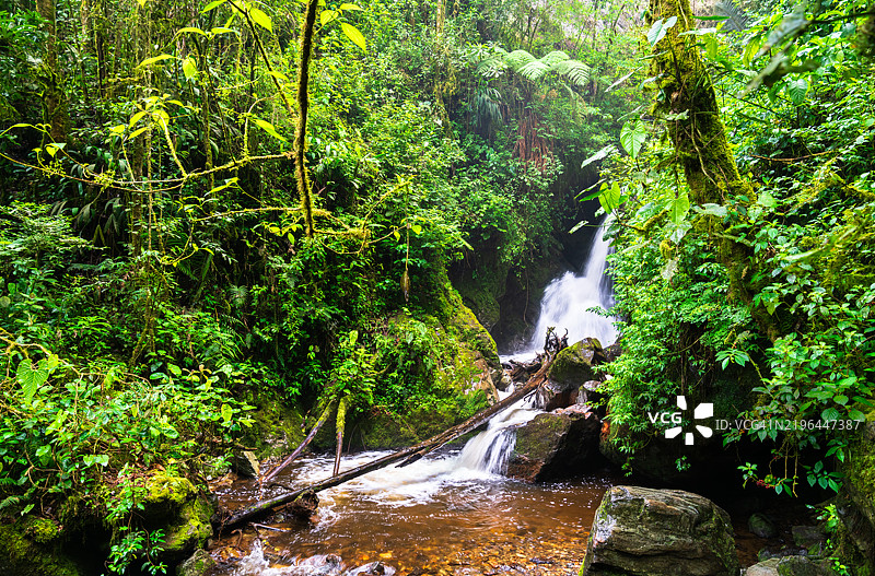 哥伦比亚科科拉谷的昆迪奥河瀑布图片素材