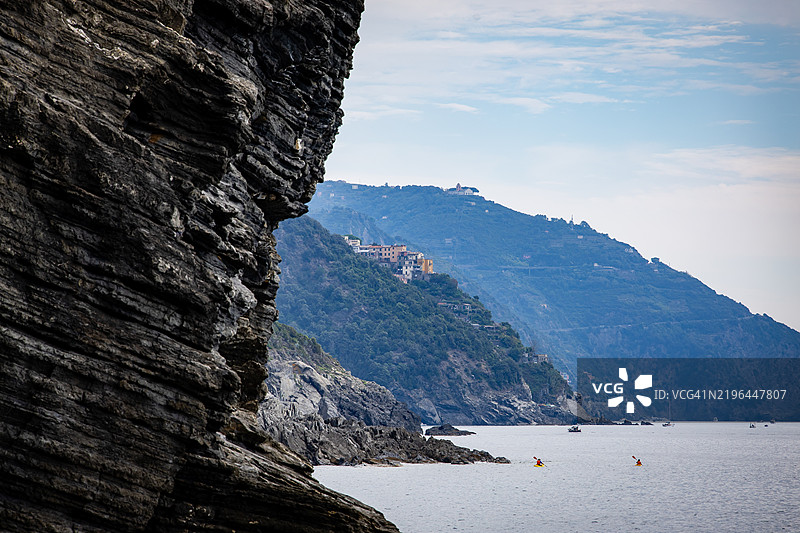 意大利五渔村的维尔纳扎俯瞰科尔尼利亚图片素材