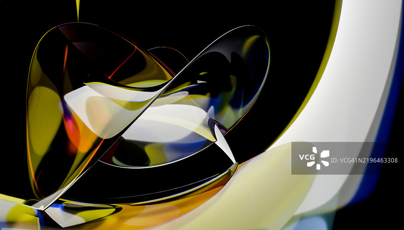 抽象的3D渲染，色彩斑斓的流体形状和动态几何设计图片素材