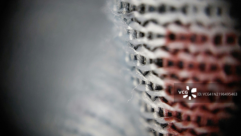 红白织物纹理细节 - 微距摄影图片素材