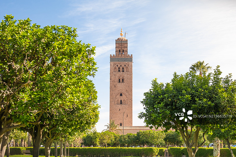 库图比亚清真寺，马拉喀什，摩洛哥图片素材