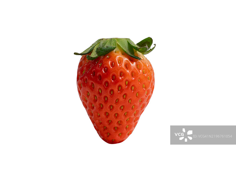 一颗顶部有绿叶的红色草莓图片素材