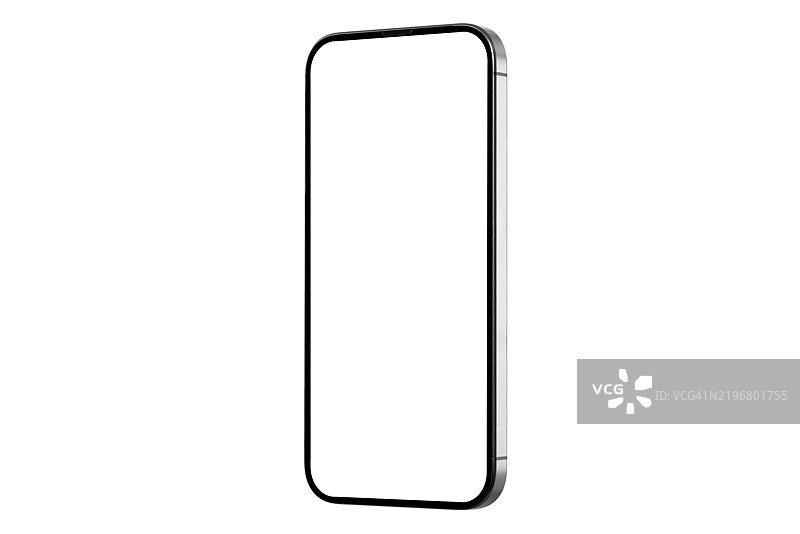 逼真的智能手机模型，白色空白屏幕，孤立在白色背景上图片素材
