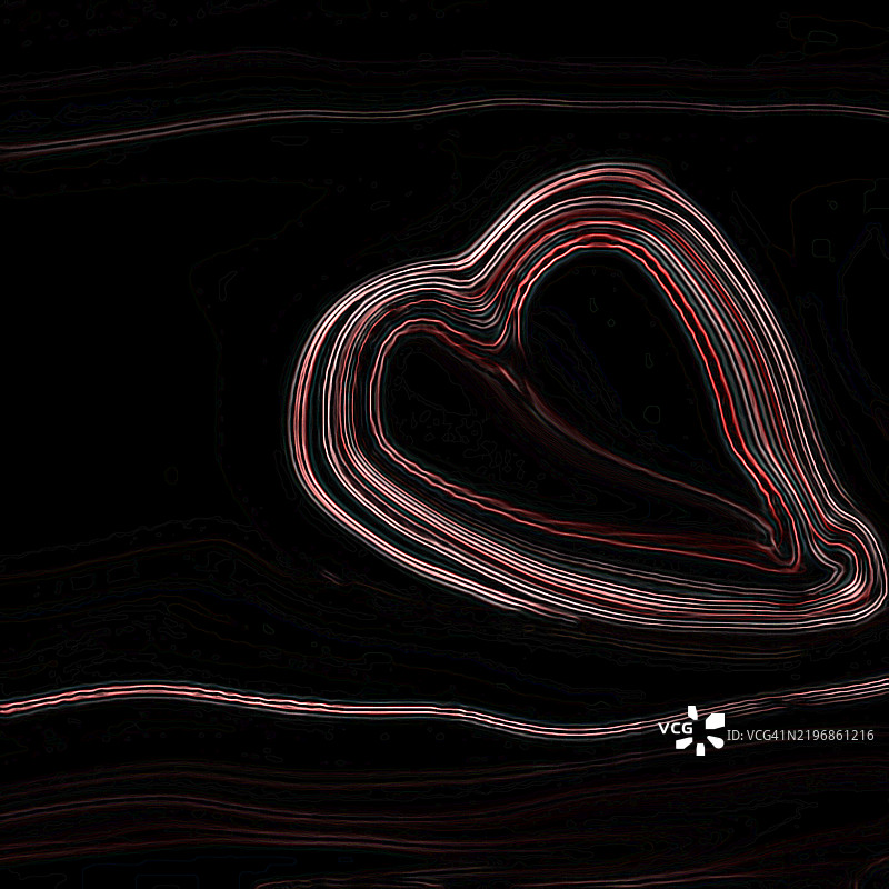 深灰色背景上的抽象红白心形图案图片素材