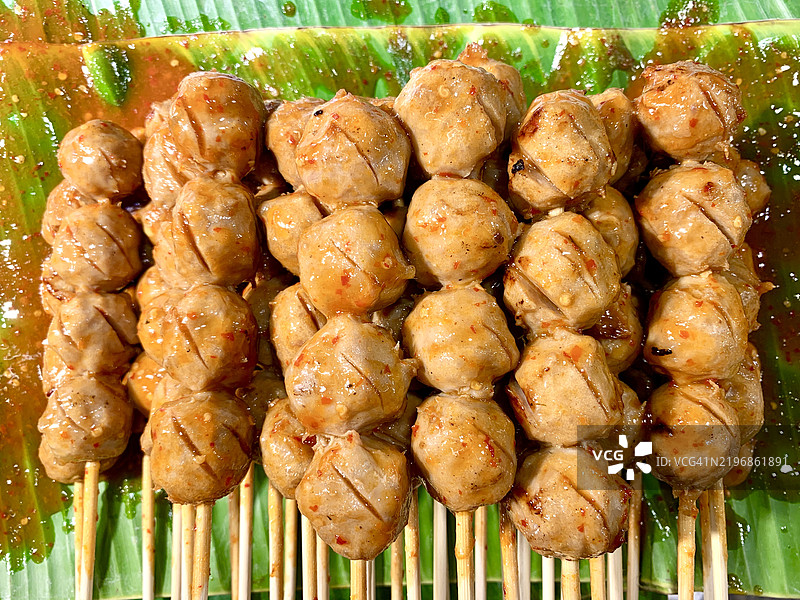 辣味酱汁猪肉丸作为开胃菜。图片素材