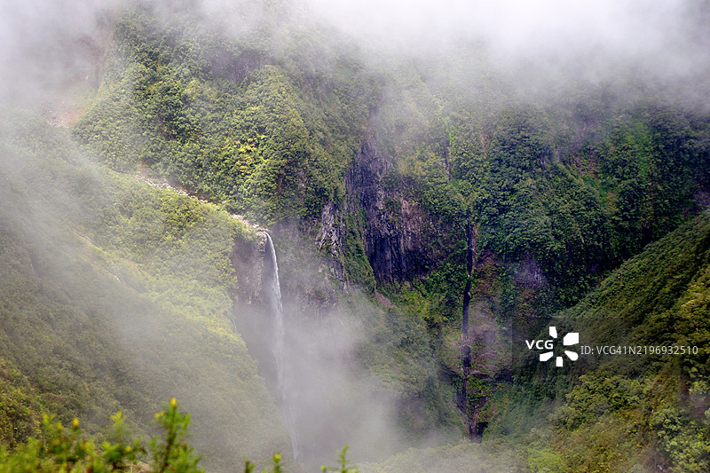 留尼汪岛，铁洞溪的布拉德卡韦尔瀑布图片素材