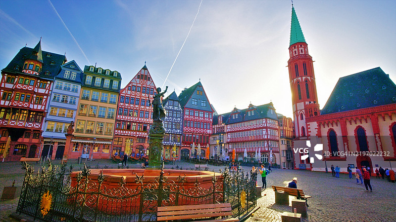 法兰克福罗梅尔贝格广场的历史建筑图片素材