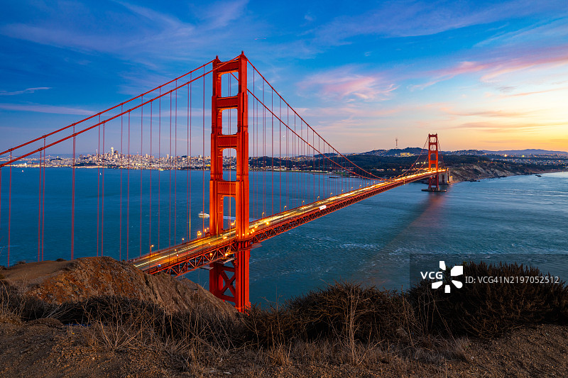 旧金山金门大桥日落景观图片素材