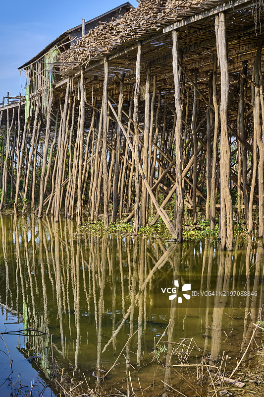 柬埔寨托尔湖上的坎蓬克朗村图片素材