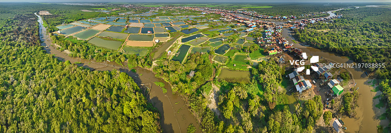 柬埔寨托尔湖上的坎蓬克朗村图片素材