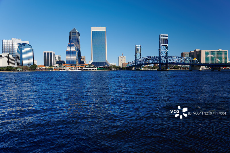 杰克逊维尔市及圣约翰斯河的景观图片素材