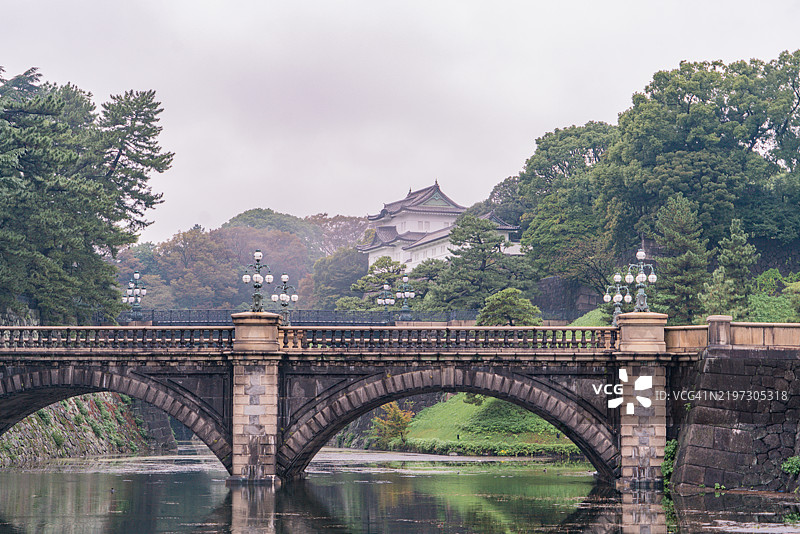 日本东京千代田区的东京皇宫和二重桥的外观图片素材