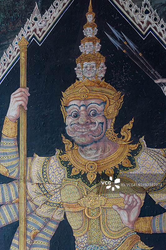 在玉佛寺的史诗《拉玛基恩》中的角色肖像。图片素材