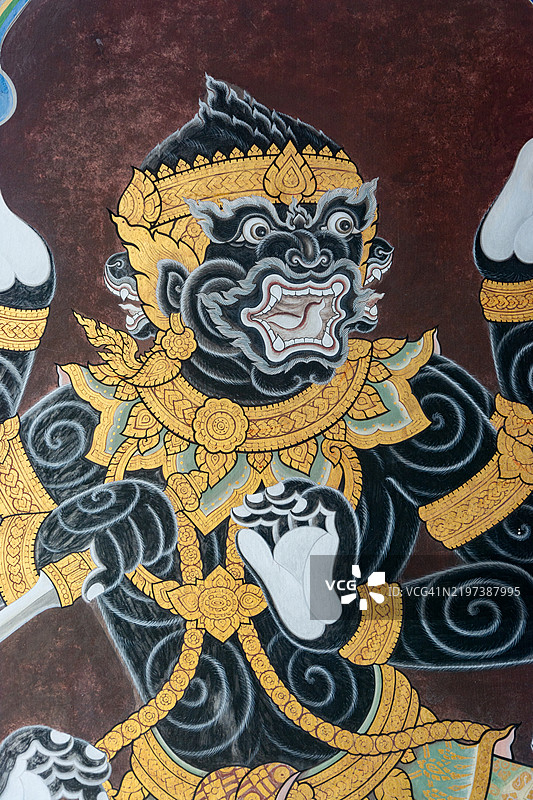 在玉佛寺的史诗《拉玛基恩》中的角色肖像。图片素材