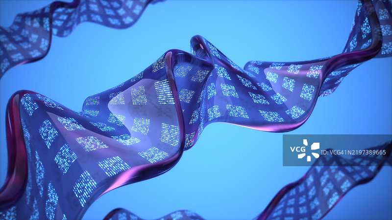 深色调中点缀着蓝色波浪图案，形成生动的抽象背景图片素材