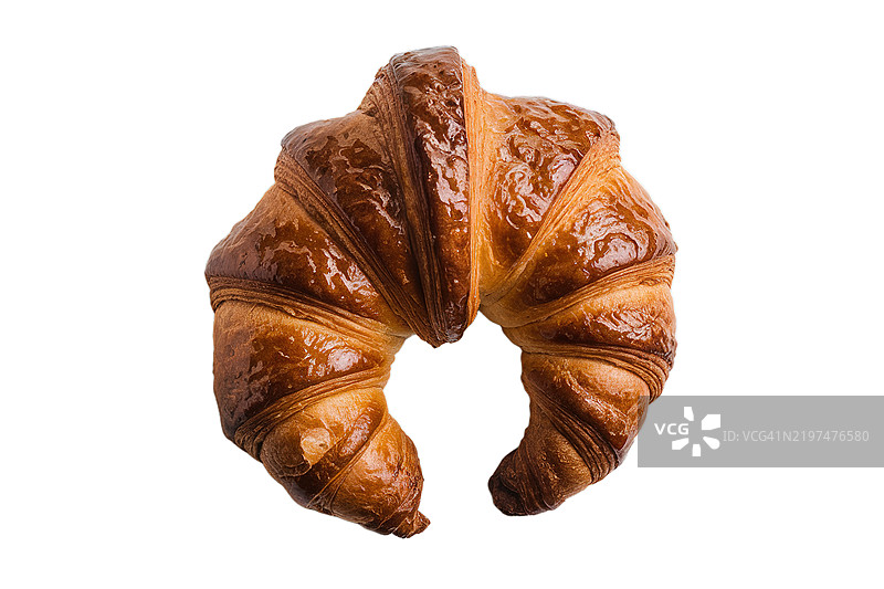一只金黄色的新鲜意大利可颂面包图片素材
