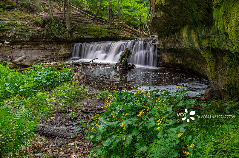 密歇根州穆宁斯的瀑布风景图片素材