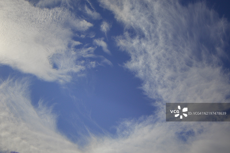 旋转的卷云在天空中形成戏剧性的图案图片素材
