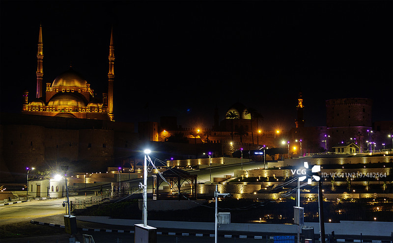 考古遗址的夜间摄影图片素材