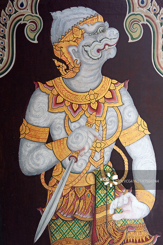 在玉佛寺的史诗《拉玛基恩》中的角色肖像。图片素材