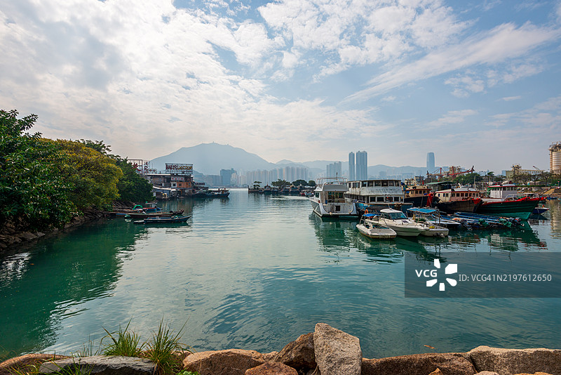 香港一个当地渔村的美丽风景图片素材