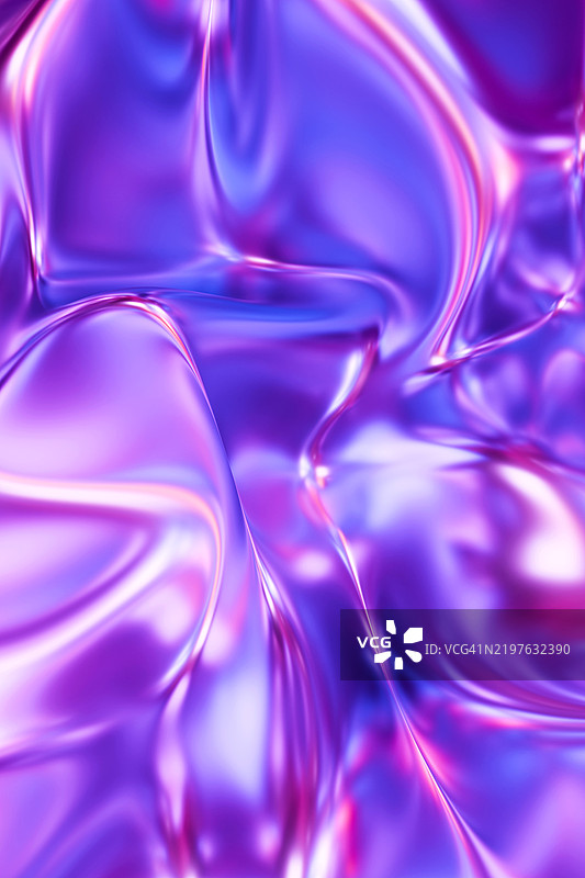抽象的波浪光滑光泽蓝色、淡紫色渐变全息纹理，垂直背景。美丽的3D彩色图案。设计元素。几何构图。创造力科技概念。图片素材